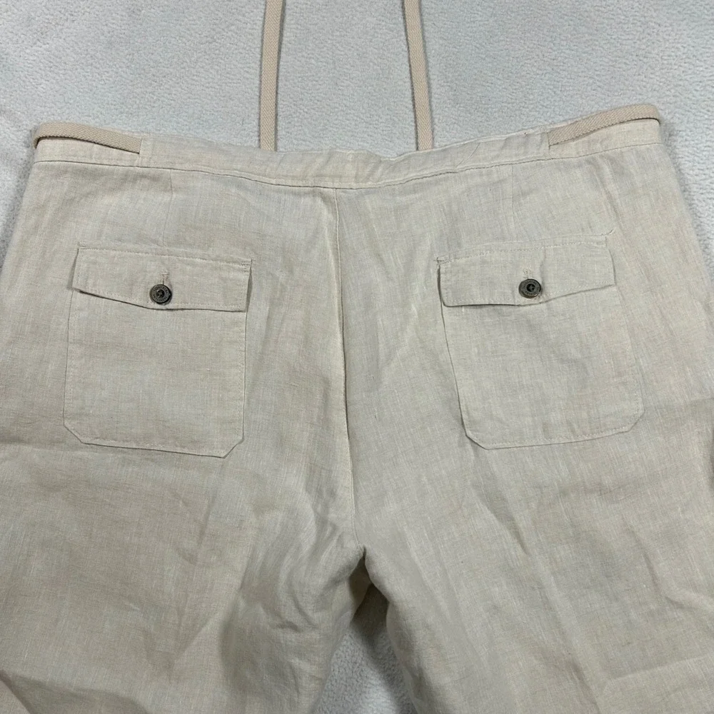 Linen Drawstring Straight Leg Pants 40x32 Tasso Elba Islands Beige Light